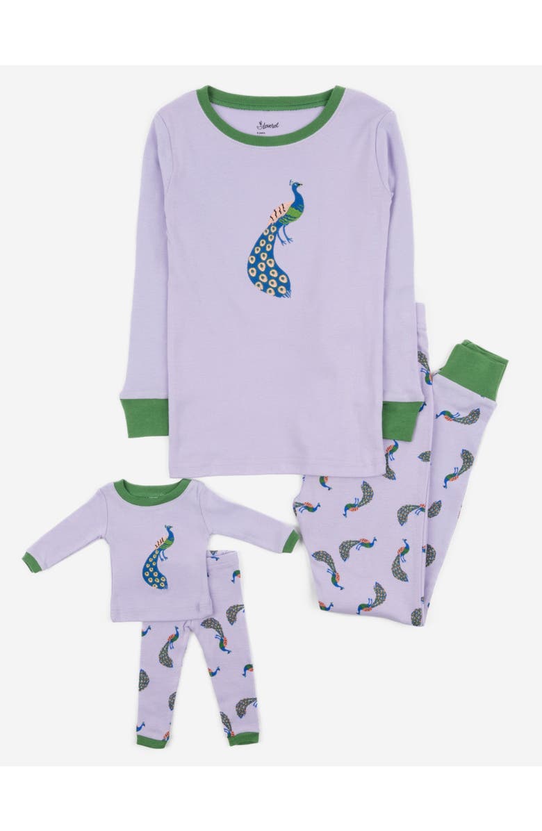 Leveret Girls Matching Doll Printed Cotton Pajamas, Fantasy & Character Prints, Main, color, Peacock