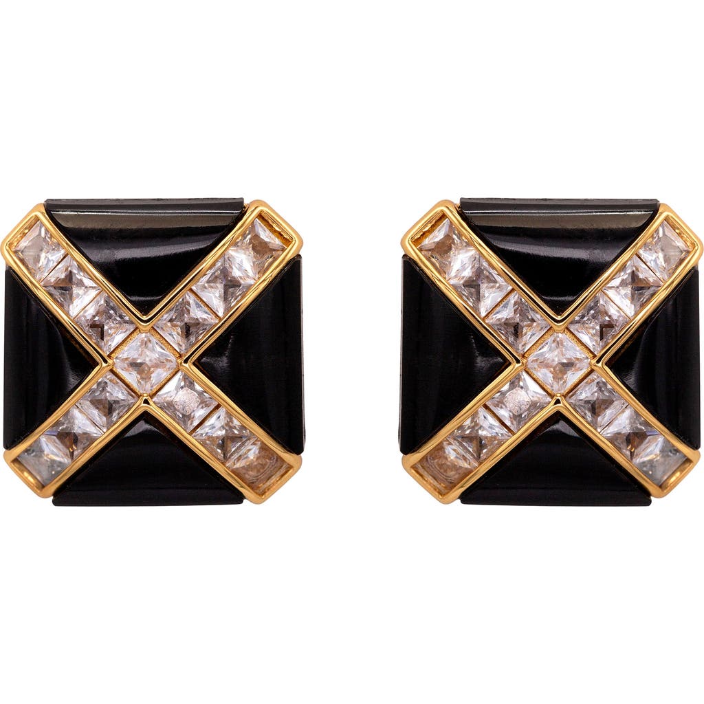 Black Suede Studio Cross Earring In Black