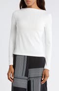 JASON WU Boat Neck Long Sleeve Ribbed Top