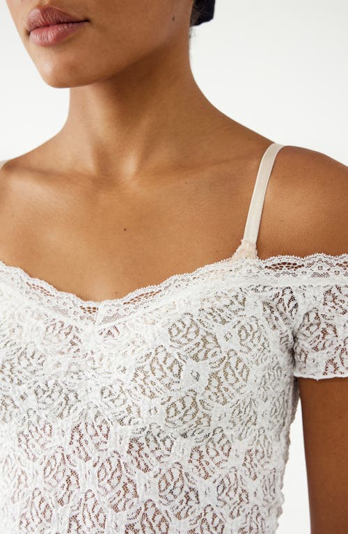 Shop Bdg Urban Outfitters Rhia Lace Cold Shoulder Top In White