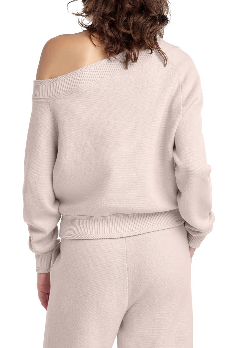 The Staying In One-Shoulder Cotton & Cashmere Pullover, Alternate, color, BLUSH PINK
