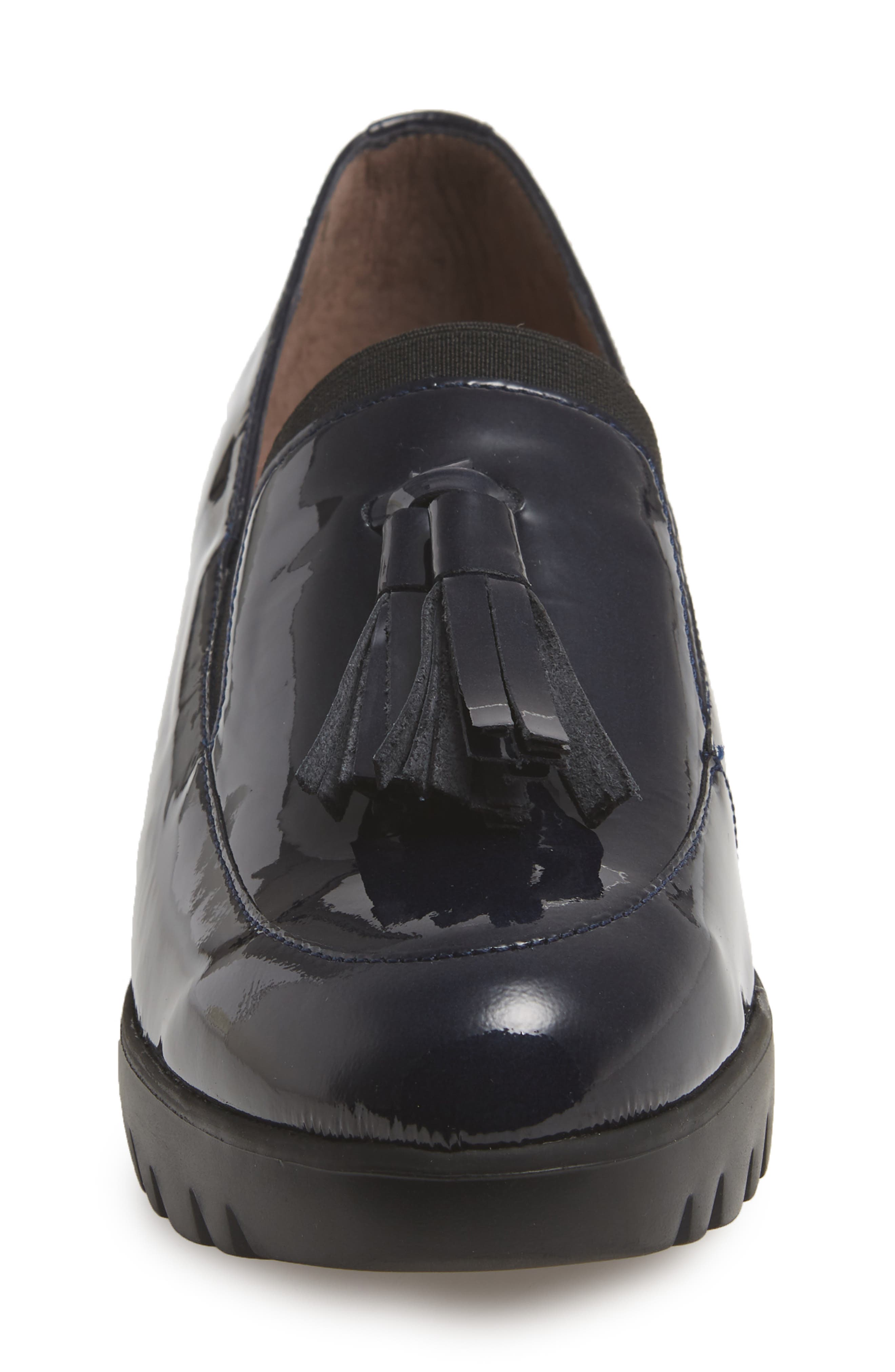 Wonders Talla Loafer Wedge, Alternate, color, Navy Patent Leather