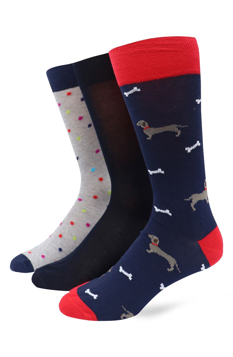 Lorenzo Uomo Assorted 3-Pack Crew Socks, Main, color, Navy