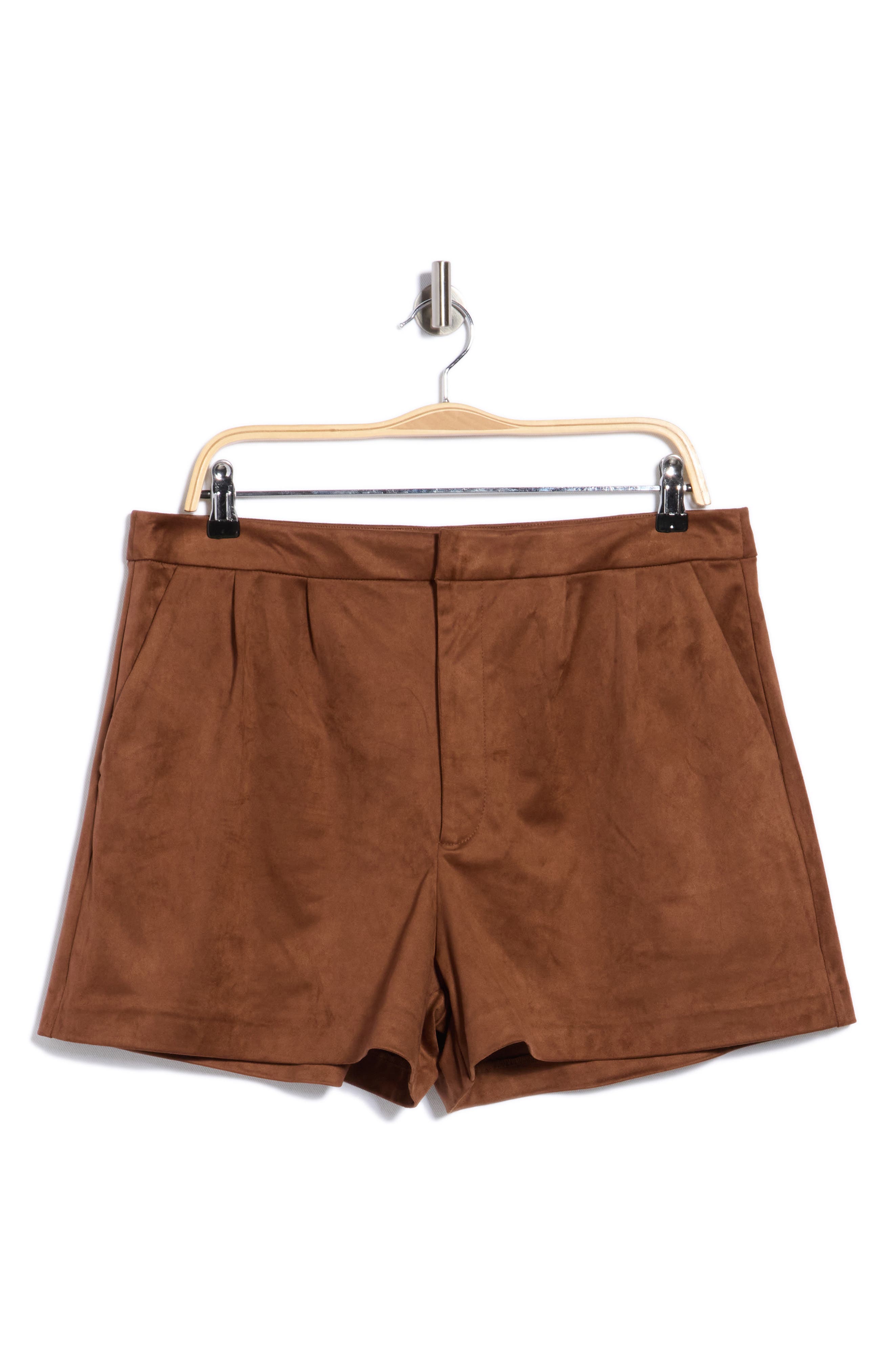 Pleated Faux Suede Shorts