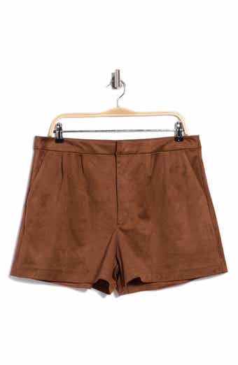 Pleated Faux Suede Shorts