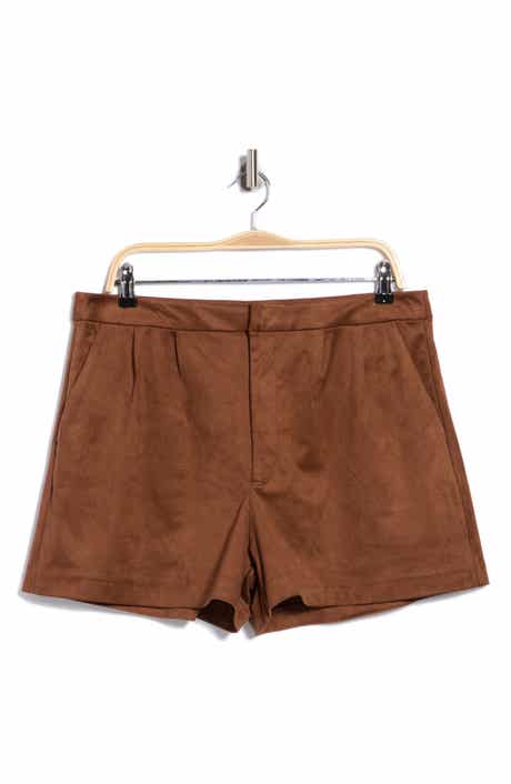 Pleated Faux Suede Shorts