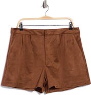 Habitual Pleated Faux Suede Shorts