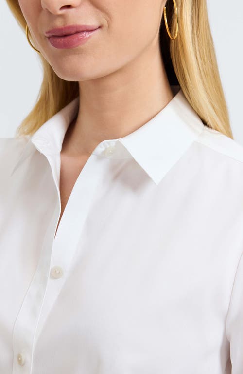Foxcroft June Stretch Cotton Blend Button-up Shirt In White