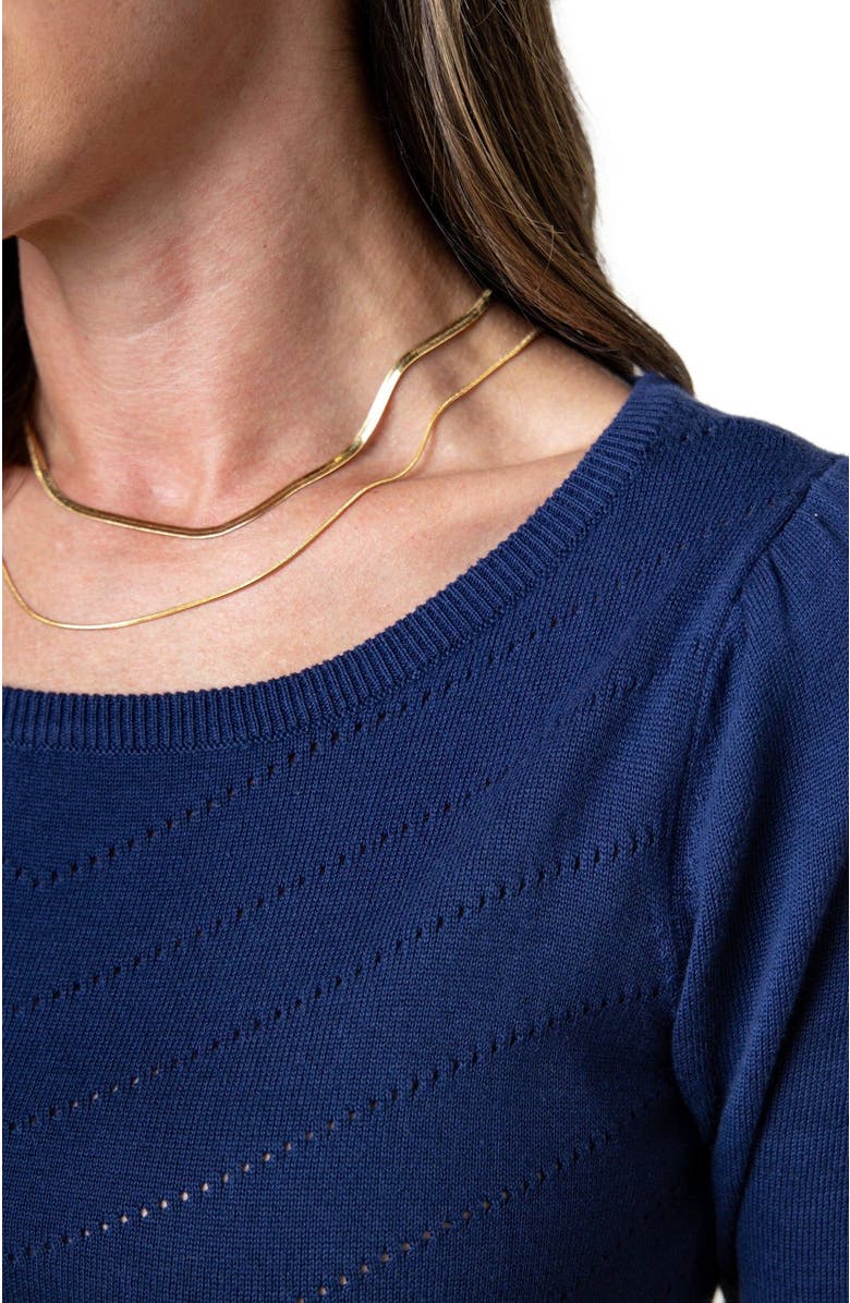 Hope & Henry Women's Organic Pointelle Sweater Dress, Alternate, color, Navy Pointelle