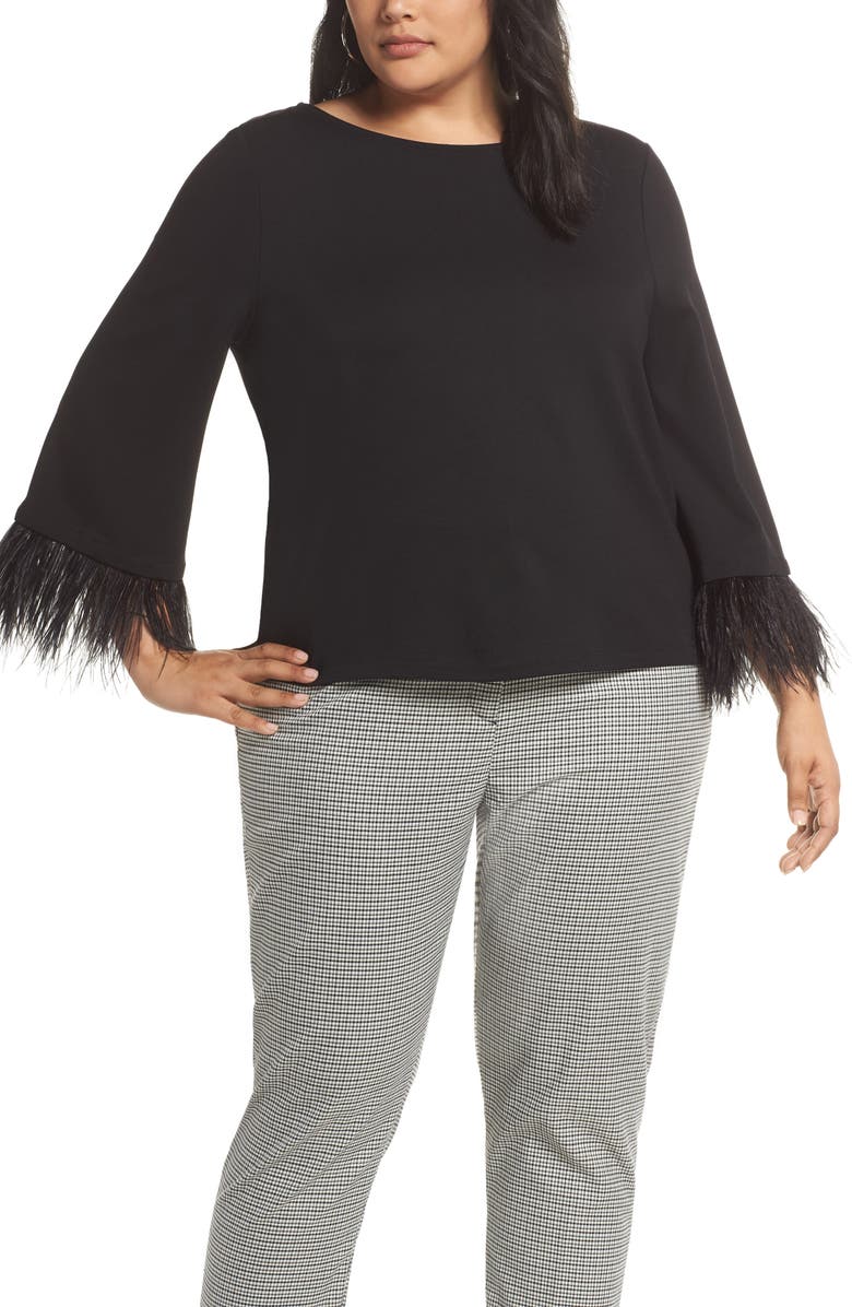 Halogen<sup>®</sup> Feather Trim Ponte Top, Main, color, 