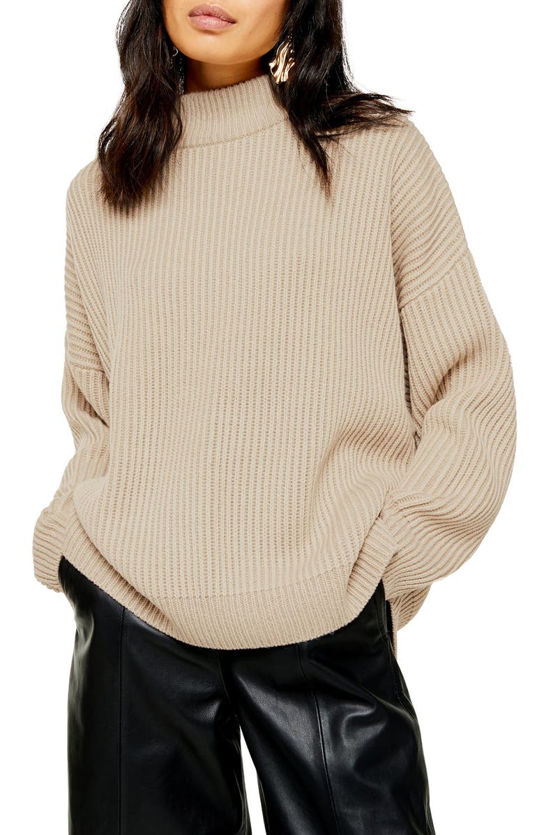 Topshop Mock Neck Sweater, Main, color, 