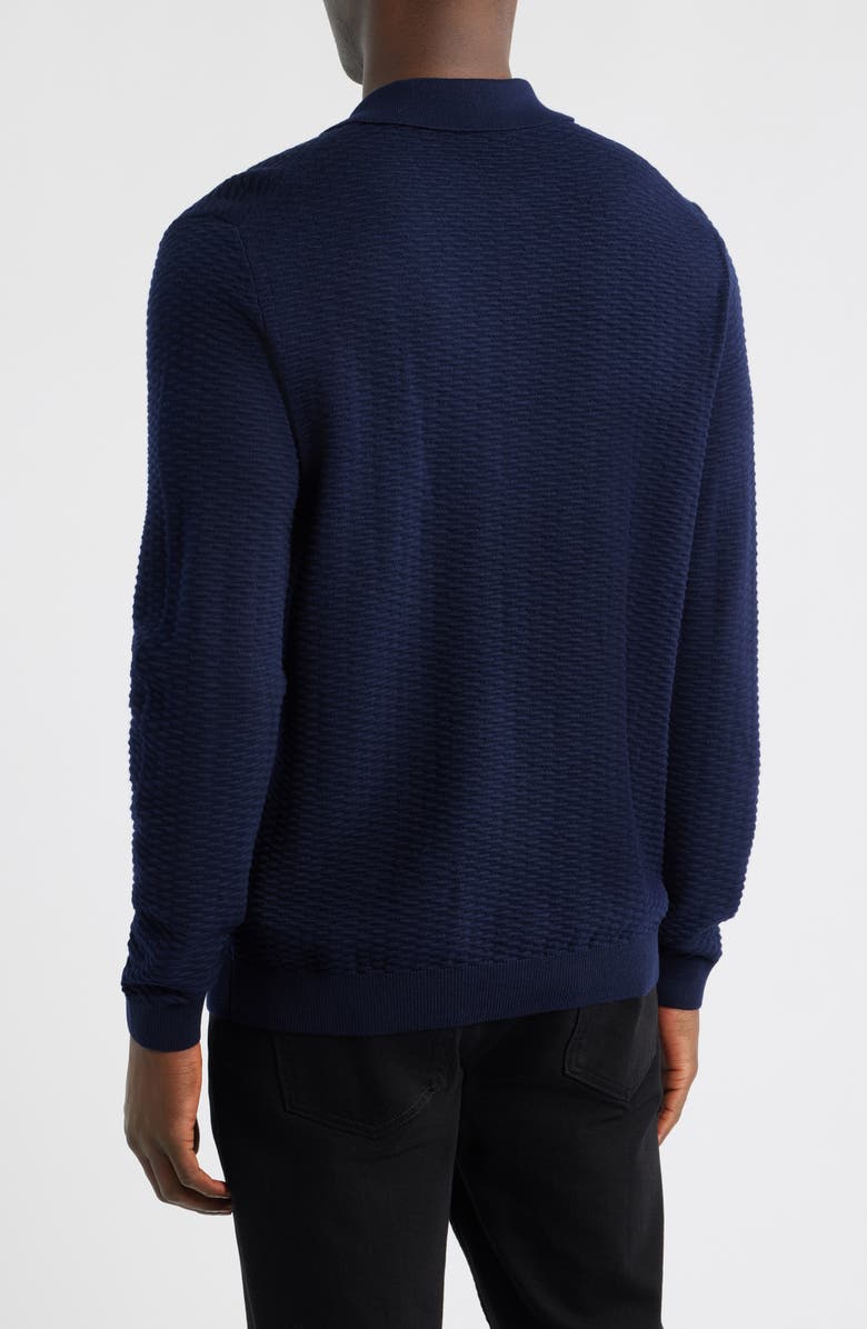 BOSS Diluigi Long Sleeve Virgin Wool Blend Polo Sweater, Alternate, color, Dark Blue