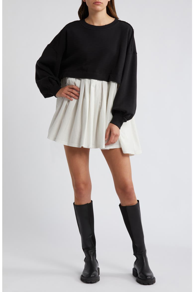 Eleanor Layered Sweatshirt Minidress, Main, color, BLACK COMBO