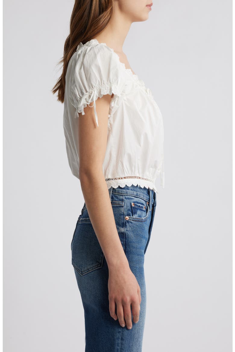 Nera Eyelet Ruffle Organic Cotton Crop Top, Alternate, color, SALT
