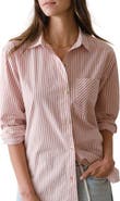 Marine Layer Jane California Relaxed Stripe Cotton Poplin Button-Up Shirt
