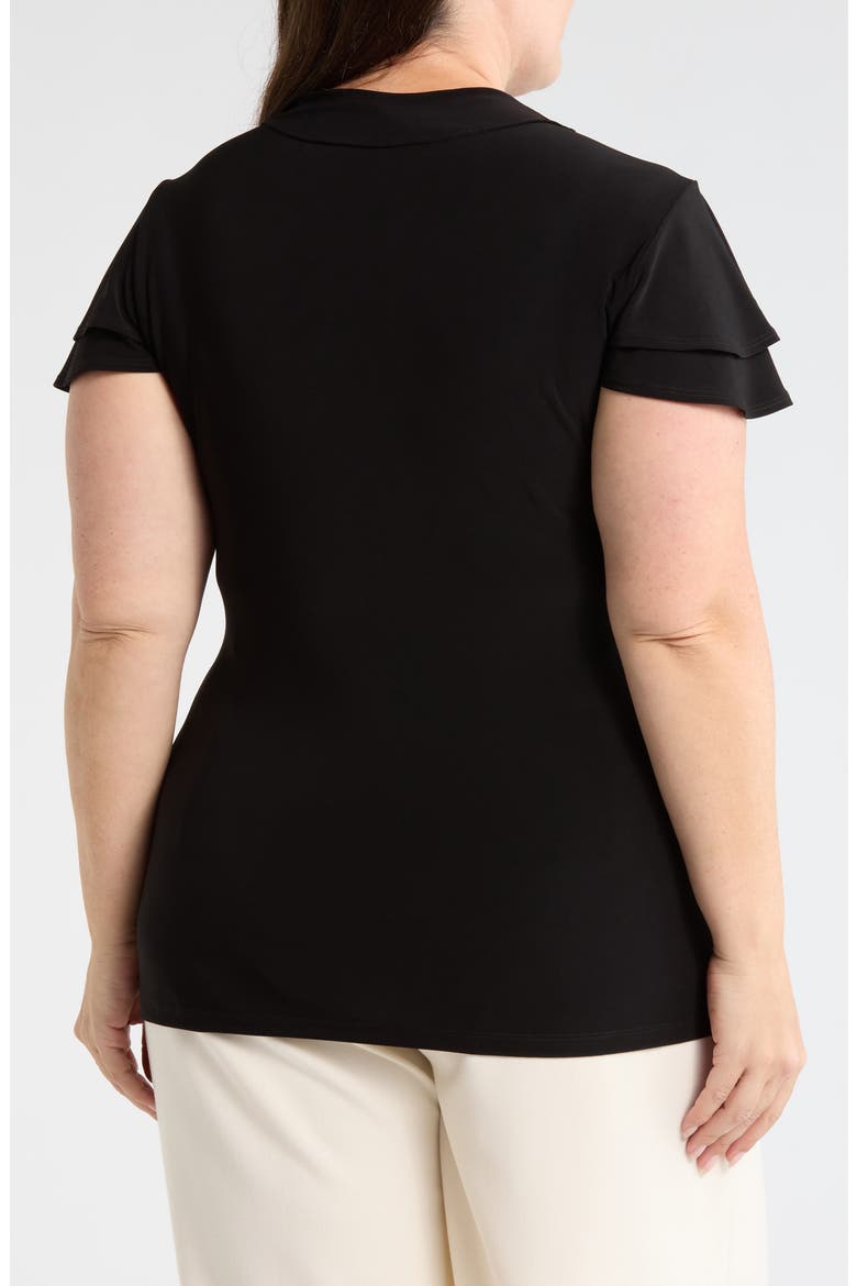 Flutter Sleeve Wrap Top, Alternate, color, ANNE BLACK