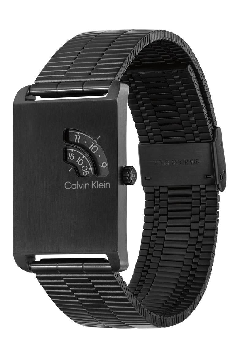 Dapper Quartz Mesh Strap Watch, 24mm, Alternate, color, BLACK