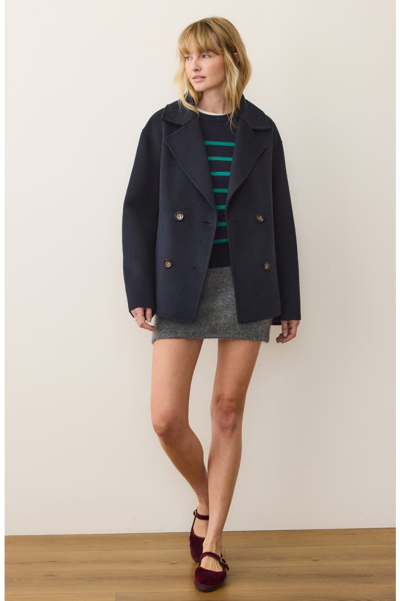 Colette Wool Blend Peacoat, Alternate, color, NAVY