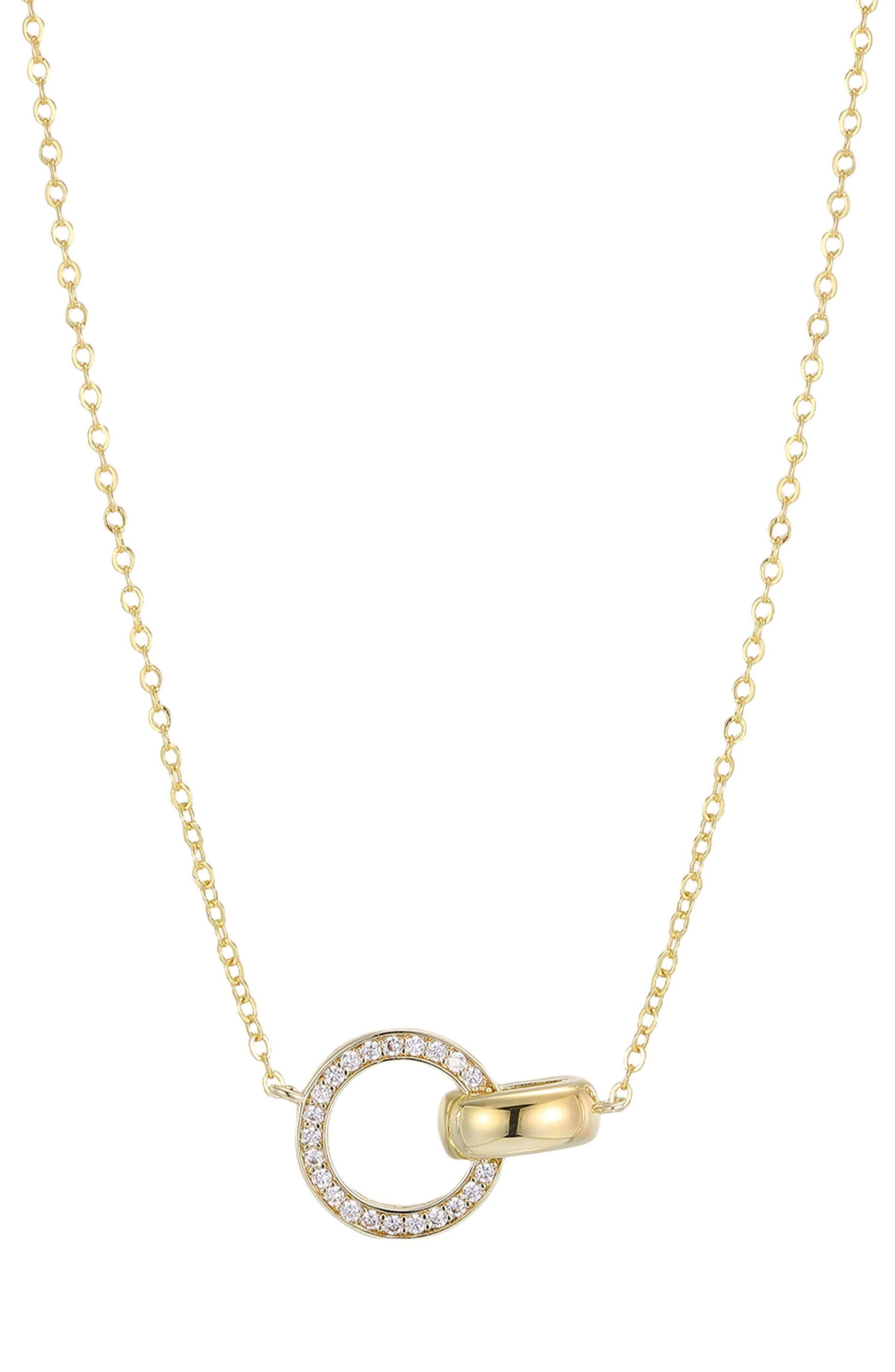 Adornia 14K Gold Plated Cubic Zirconia Interlocking Circles Pendant Necklace