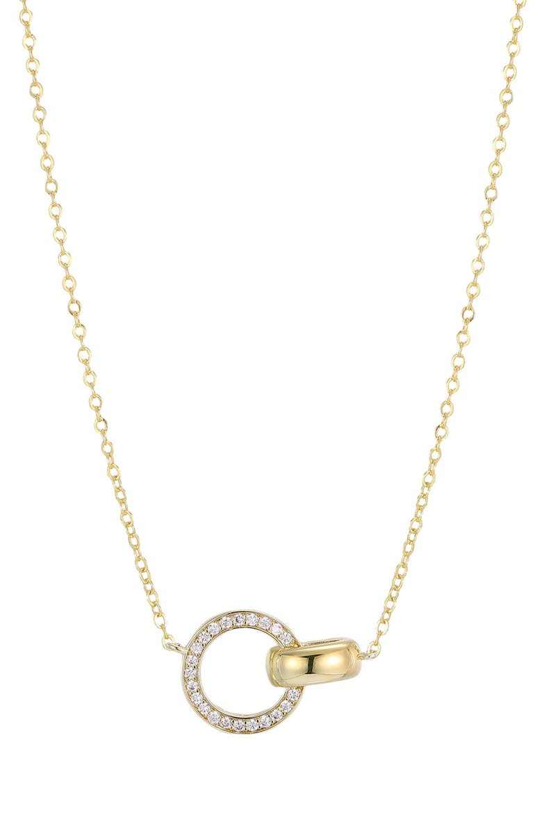 14K Gold Plated Cubic Zirconia Interlocking Circles Pendant Necklace, Main, color, GOLD
