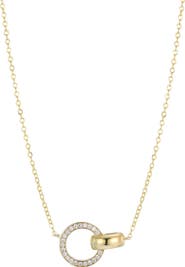 Adornia 14K Gold Plated Cubic Zirconia Interlocking Circles Pendant Necklace