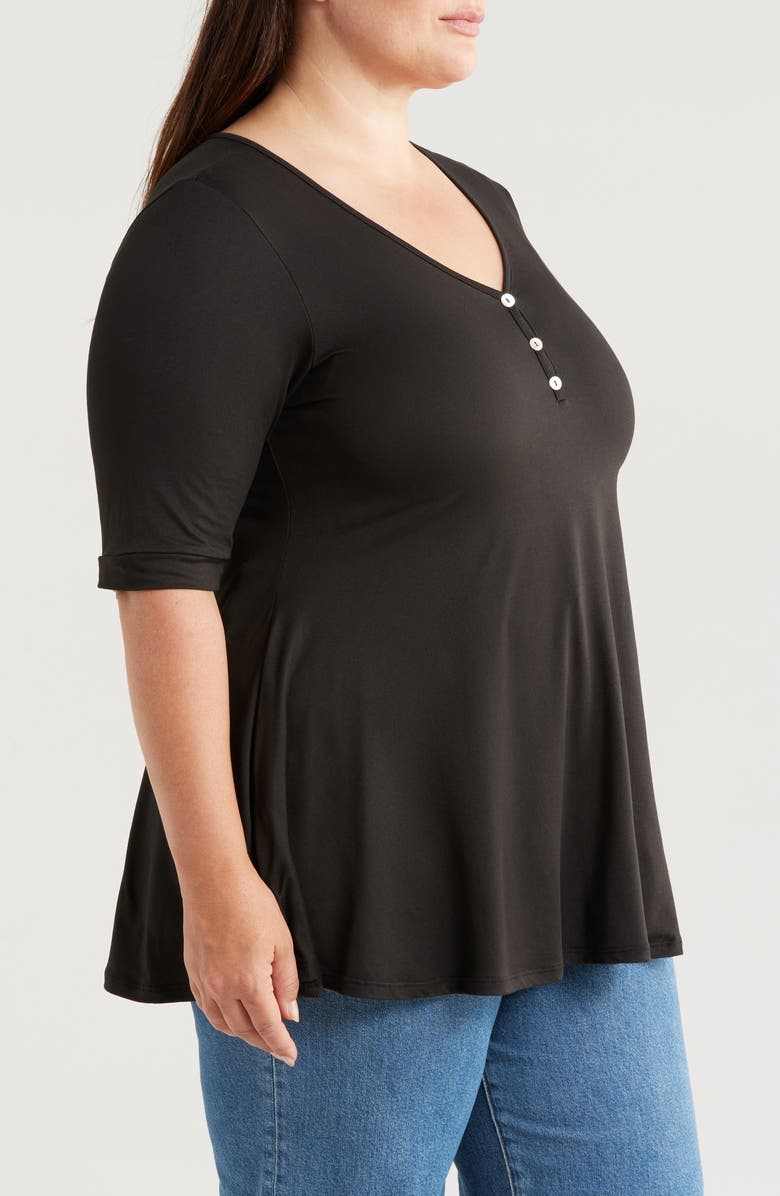 24seven Comfort Apparel Three-Button Tunic, Alternate, color, Black