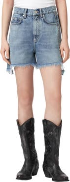 AllSaints Frankie Stud Cutoff Denim Shorts
