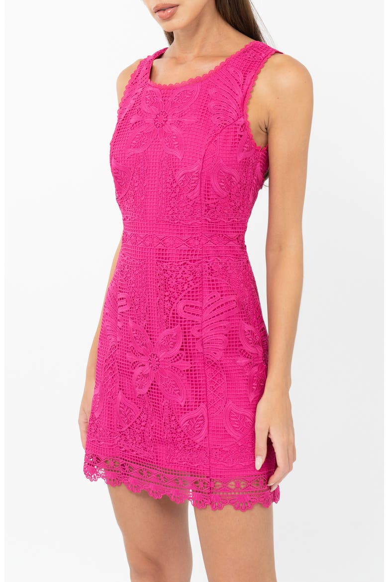 Maritza Fit and Flare Lace Minidress, Alternate, color, BERRY PINK