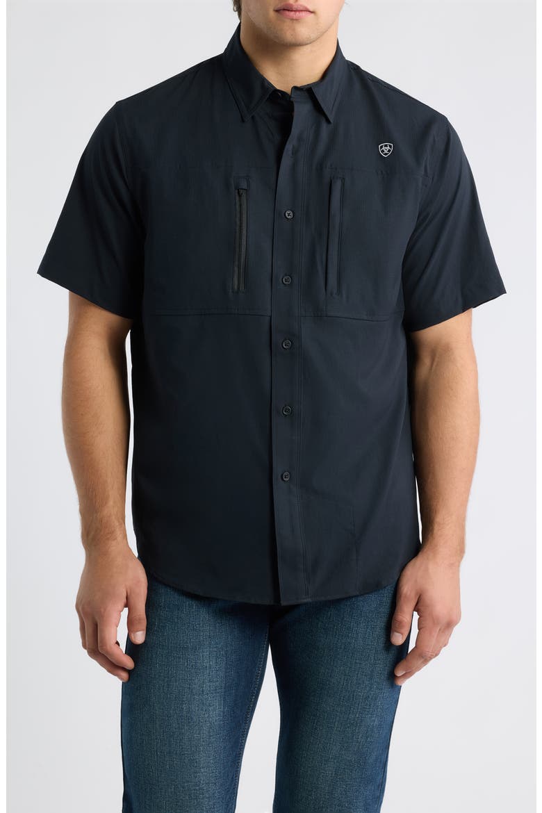 VentTEK Performance Button Up Shirt, Main, color, BLACK
