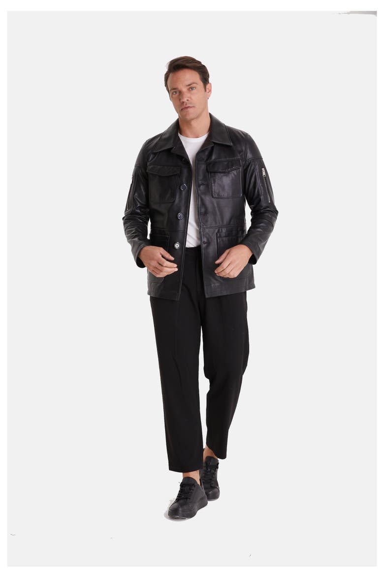 Cedric Leather Jacket, Alternate, color, Black