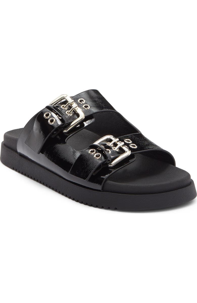TOP MODA Lyon Buckle Slide Sandal, Main, color, Black Pat
