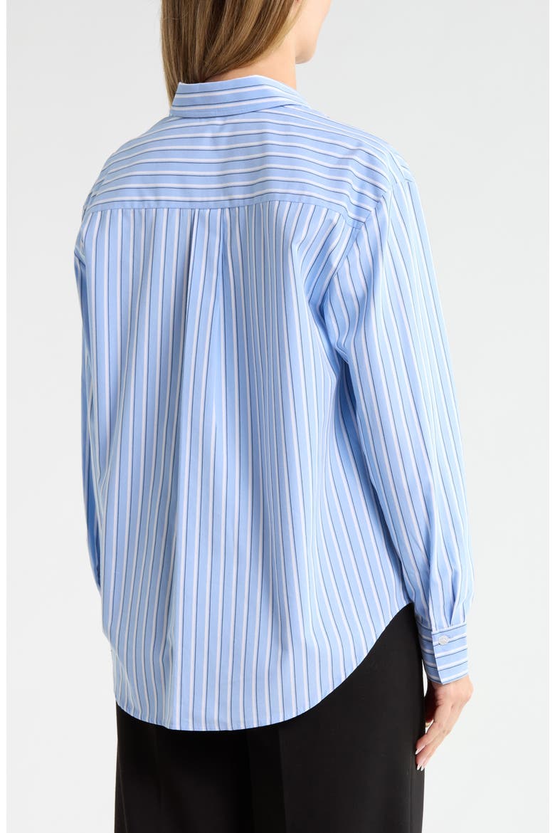 Priya Cotton Poplin Shirt with Floral Appliqu, Alternate, color, BLUE STRIPE