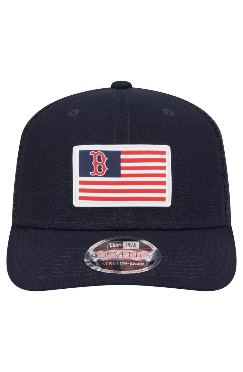 New Era Men's New Era Navy Boston Red Sox Flag 9SEVENTY Stretch-Snap Hat, Alternate, color, Navy