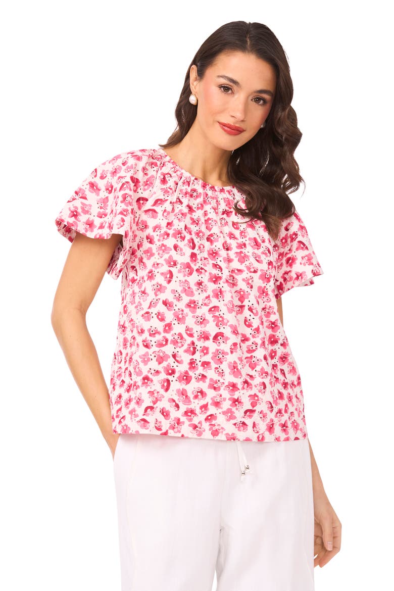 Tassel Tie Cotton Poplin Top, Alternate, color, ROSE CERISE