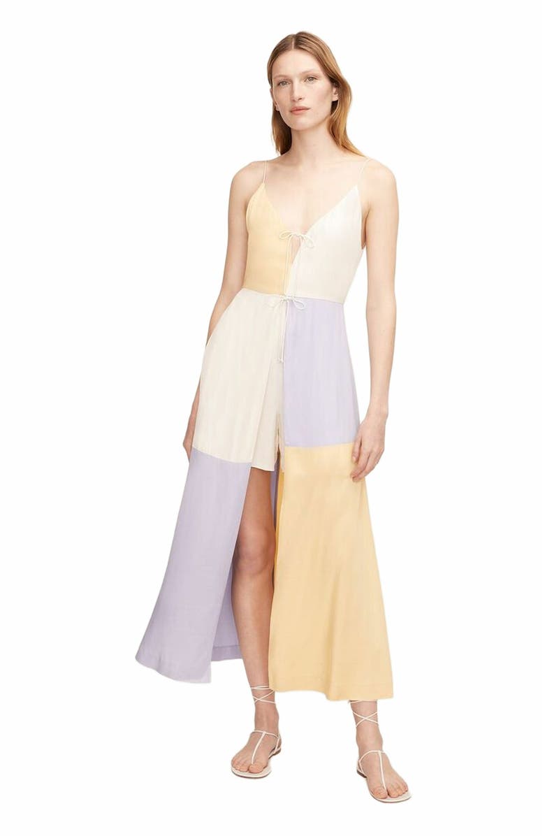 Rebecca Taylor Color-Blocked Twill Dress, Main, color, Colorblock Sorbet Combo