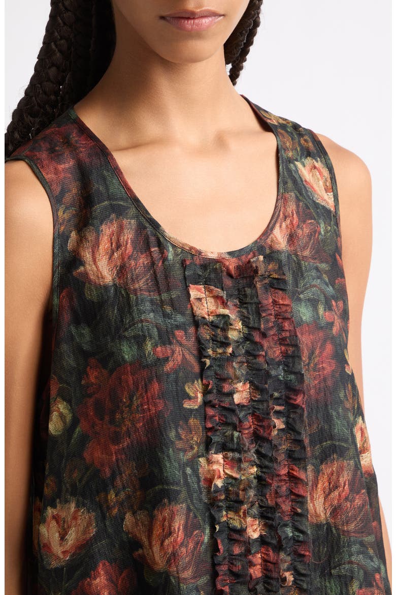 Sleeveless Midi Dress with Ruffles, Alternate, color, RED BLACK LARGE FLORAL