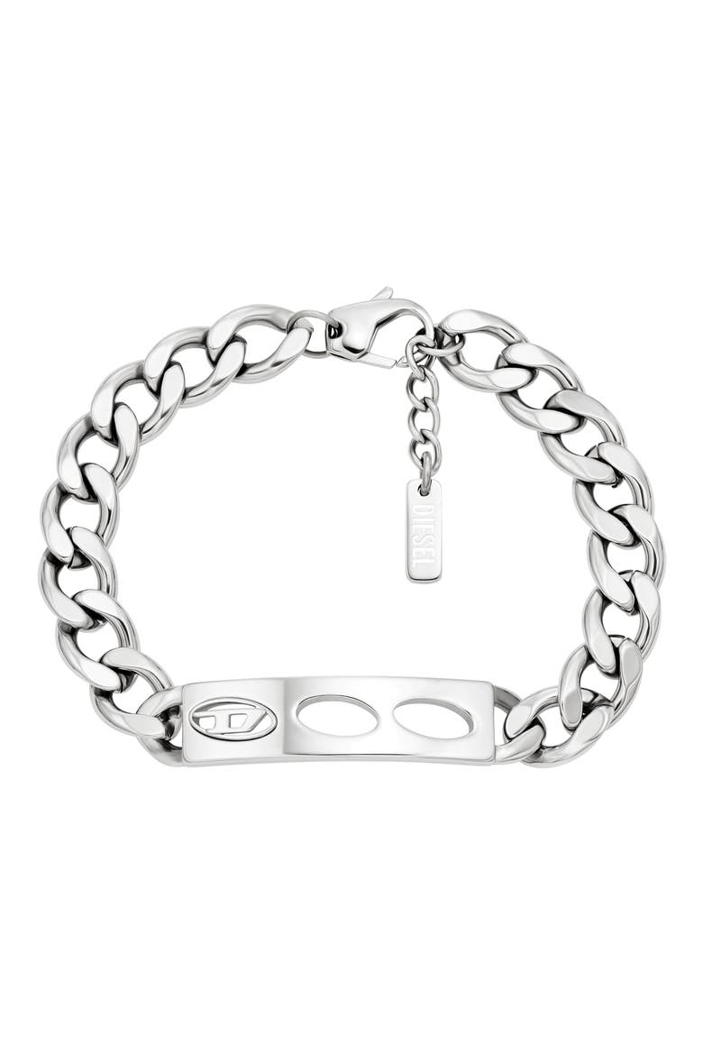 Oval D ID Chain Bracelet, Main, color, SILVER