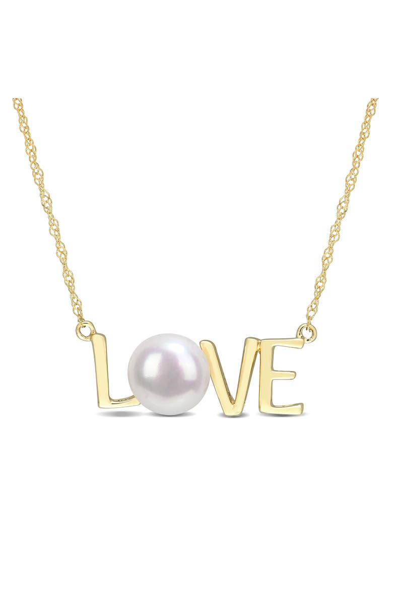 Cultured Pearl "LOVE/MOM" Necklace 10k, Main, color, LOVE