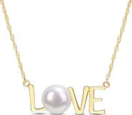 Julianna B. Cultured Pearl "LOVE/MOM" Necklace 10k