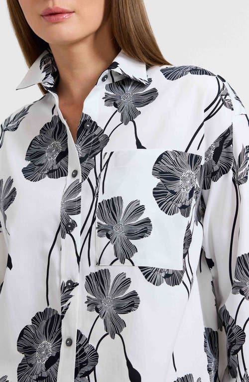 Foxcroft Marina Poppy Print Cotton Button-up Shirt