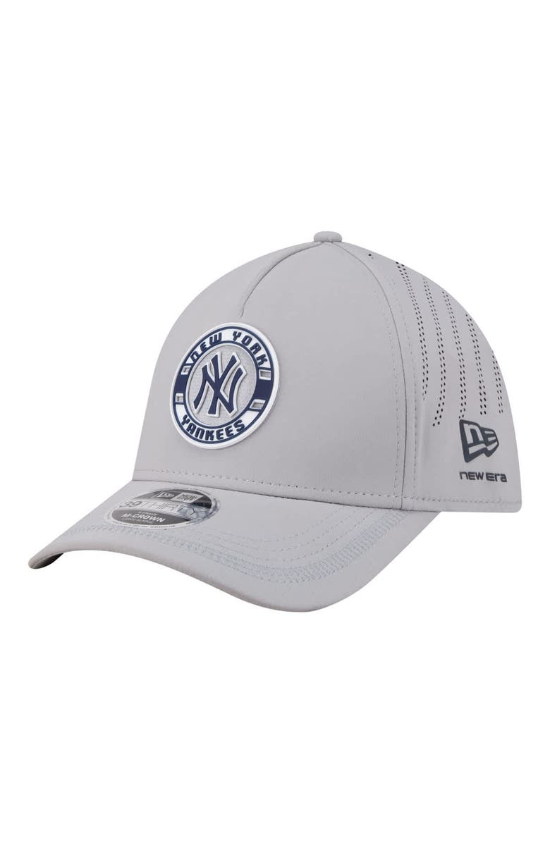 New Era Men's New Era Gray New York Yankees Patch 39THIRTY A-Frame M-Crown Perforated Flex Hat, Main, color, Gray
