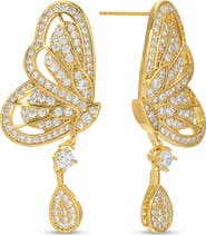 EYE CANDY LOS ANGELES Rose Cubic Zirconia Butterfly Drop Earrings