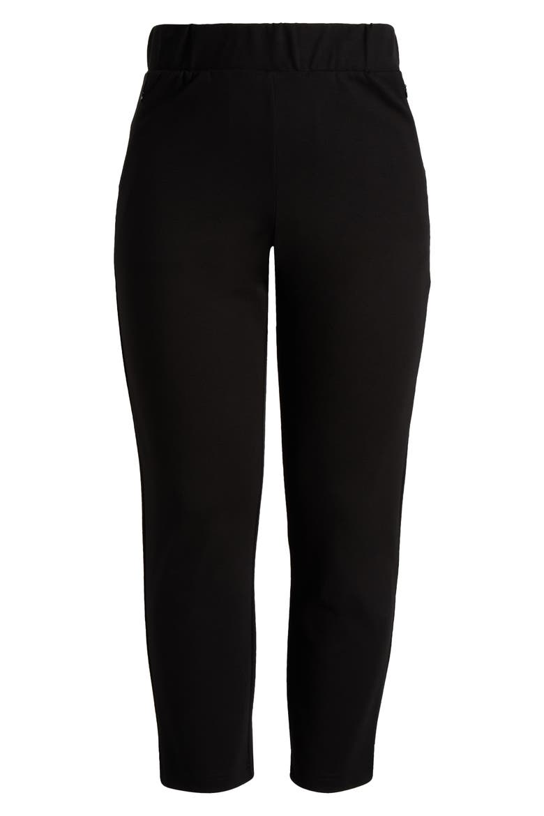 Smart Elastic Waist Ponte Pants, Alternate, color, BLACK