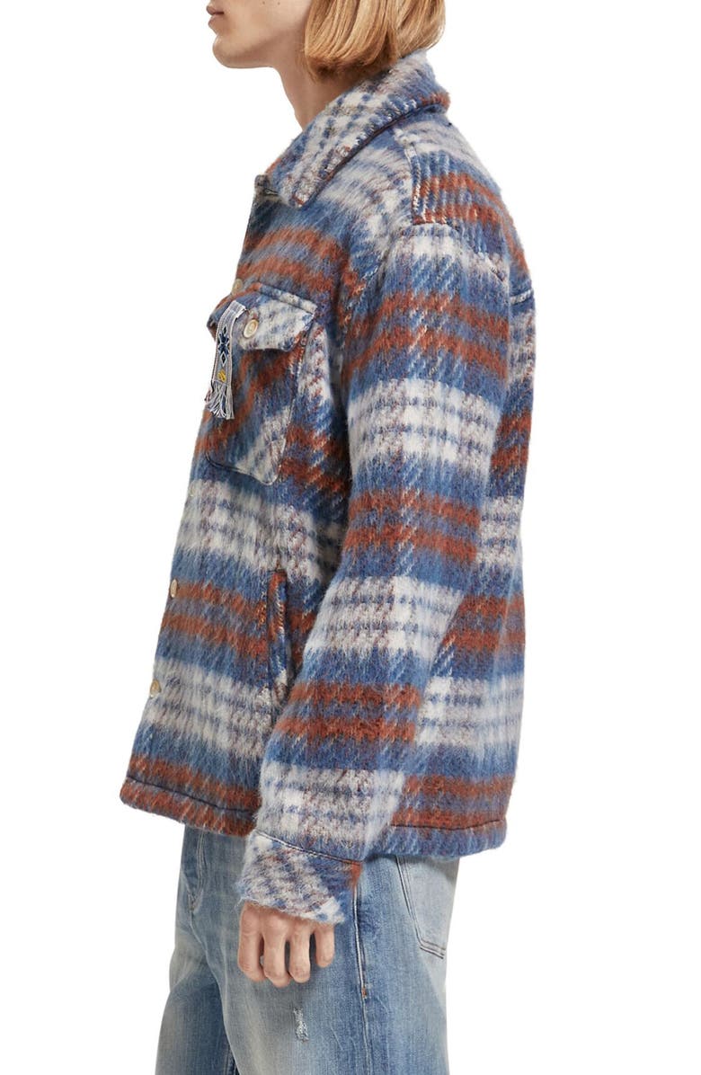 Scotch & Soda Plaid Brushed Flannel Button-Up Overshirt, Alternate, color, 