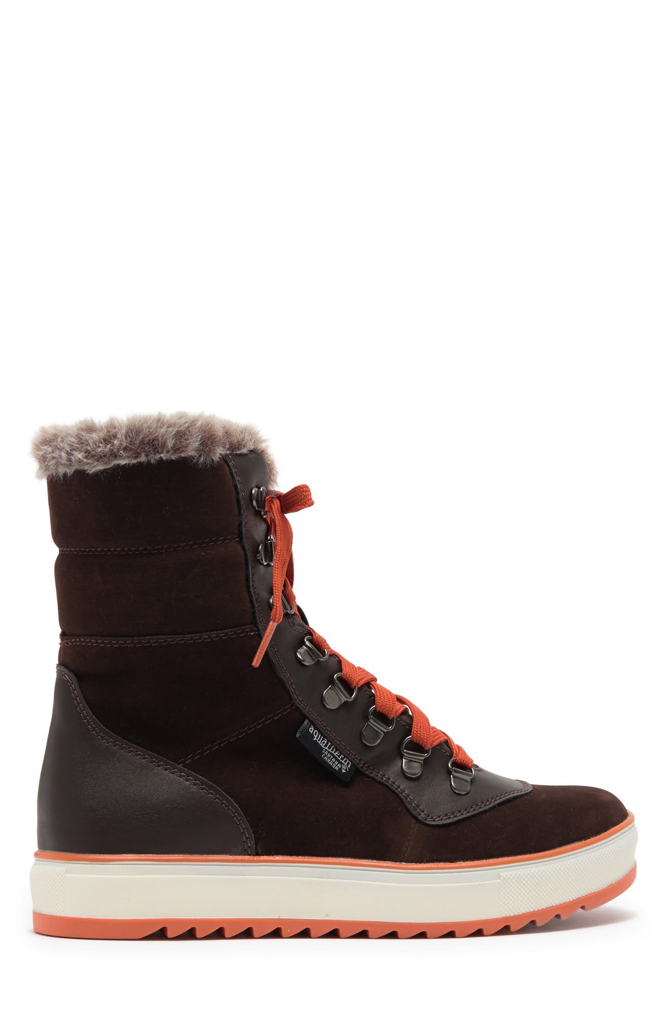 AQUATHERM BY SANTANA CANADA Maya Faux Fur Lined Lace-Up Boot, Alternate, color, Brown Rust