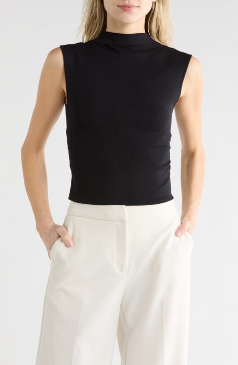 Mock Neck Ruched Tank