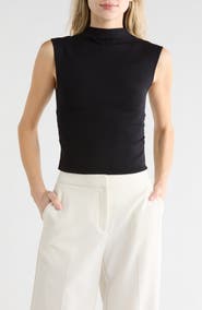 Blu Pepper Mock Neck Ruched Tank