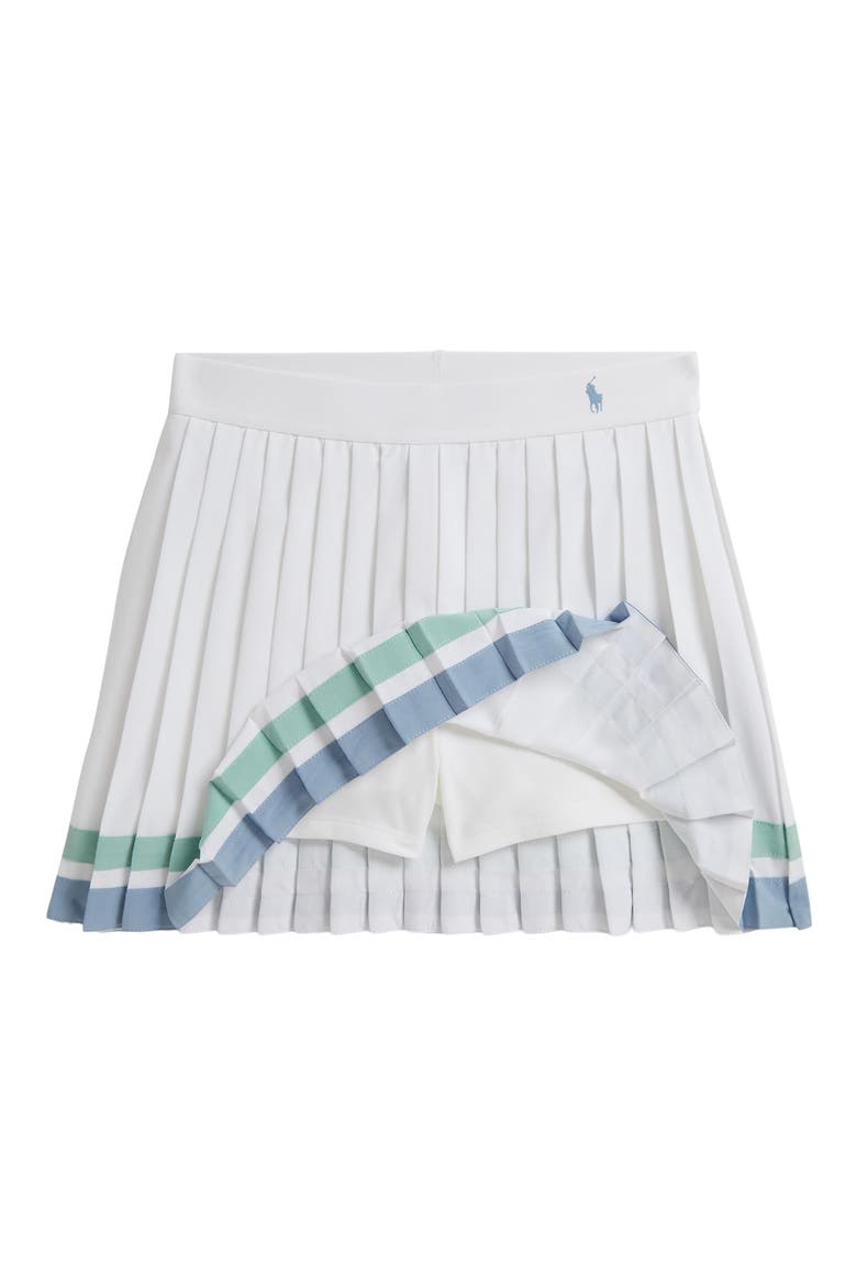 Kids' Stripe Detail Pleated Skort, Alternate, color, WHITE