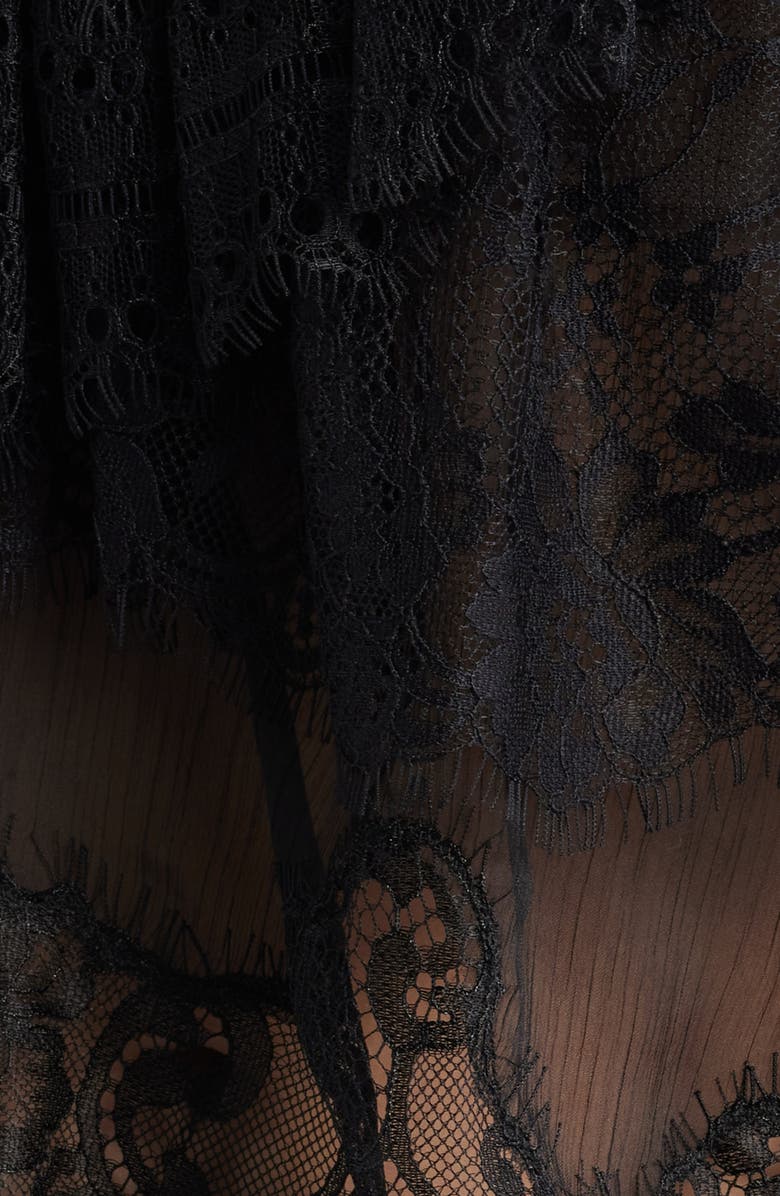 LoveShackFancy Vienne Lace Crop Top, Alternate, color, Black