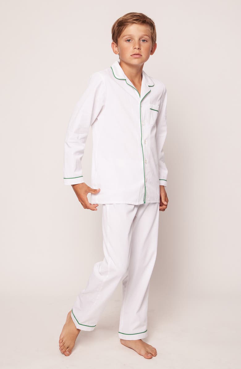 Petite Plume Kids' Piped Two-Piece Pajamas, Alternate, color, White